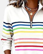 Vienna | Rainbow Striped Zip Sweatshirt