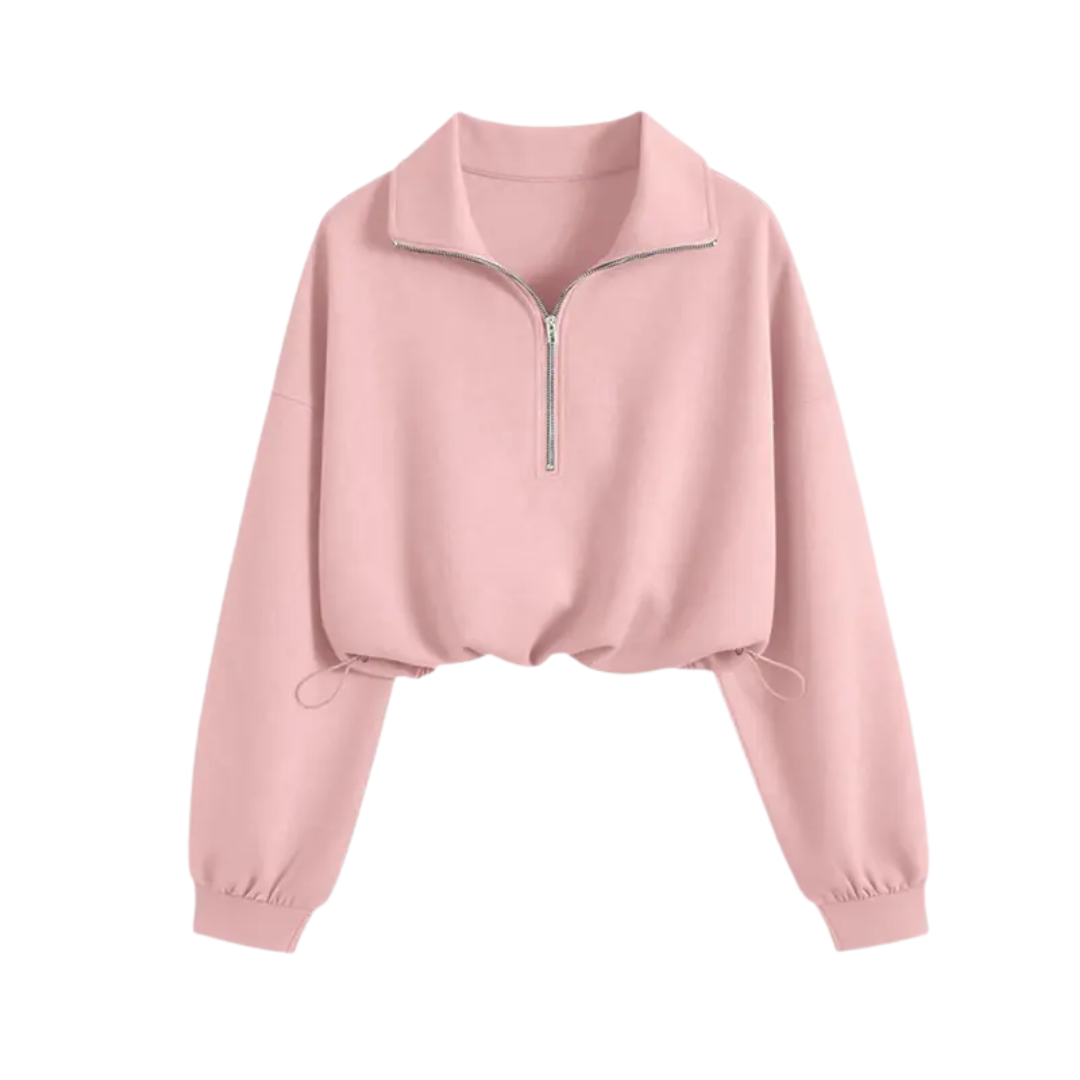 ISOLENE™ – Comfortable Half-Zip Drawstring Cropped Sweatshirt