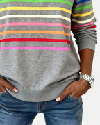 Vienna | Rainbow Striped Zip Sweatshirt