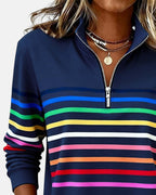Vienna | Rainbow Striped Zip Sweatshirt